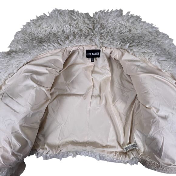 Steve Madden Winterlyn Jacket XS Natural Sherpa Faux Fur Teddy Coat Scandi Girl - Picture 6 of 16
